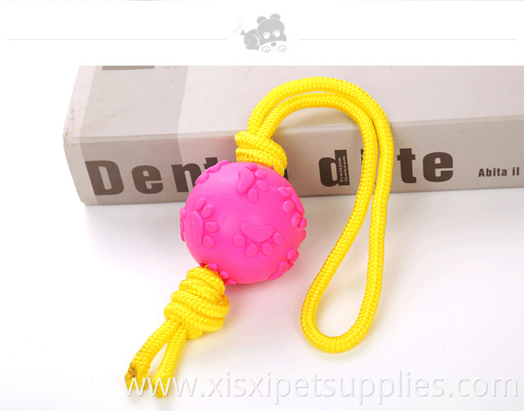 Multicolor Cheap Durable TPR Pet Dog Rope Toys With TPR Ball Wholesale